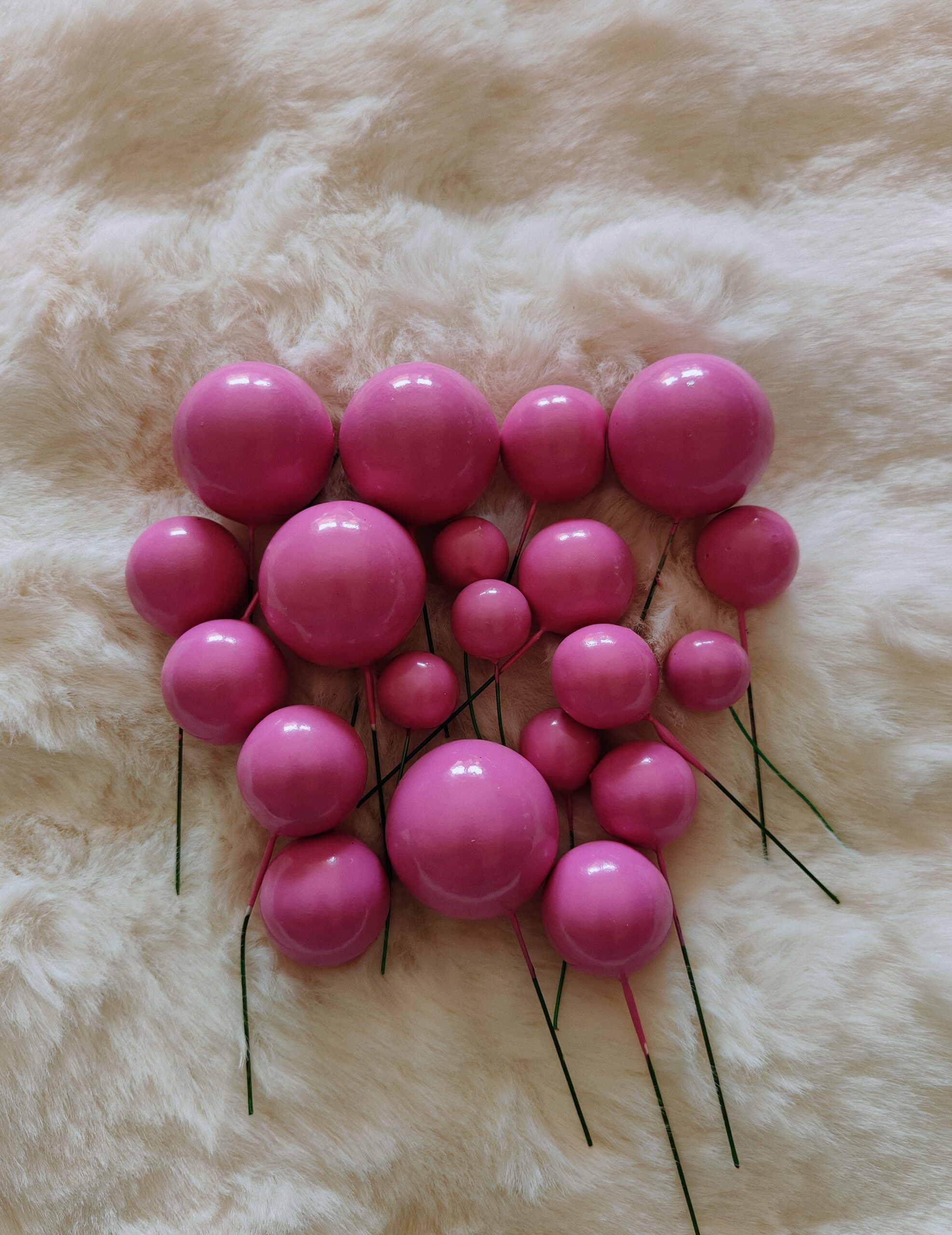 metallic Faux Balls - dark pink
