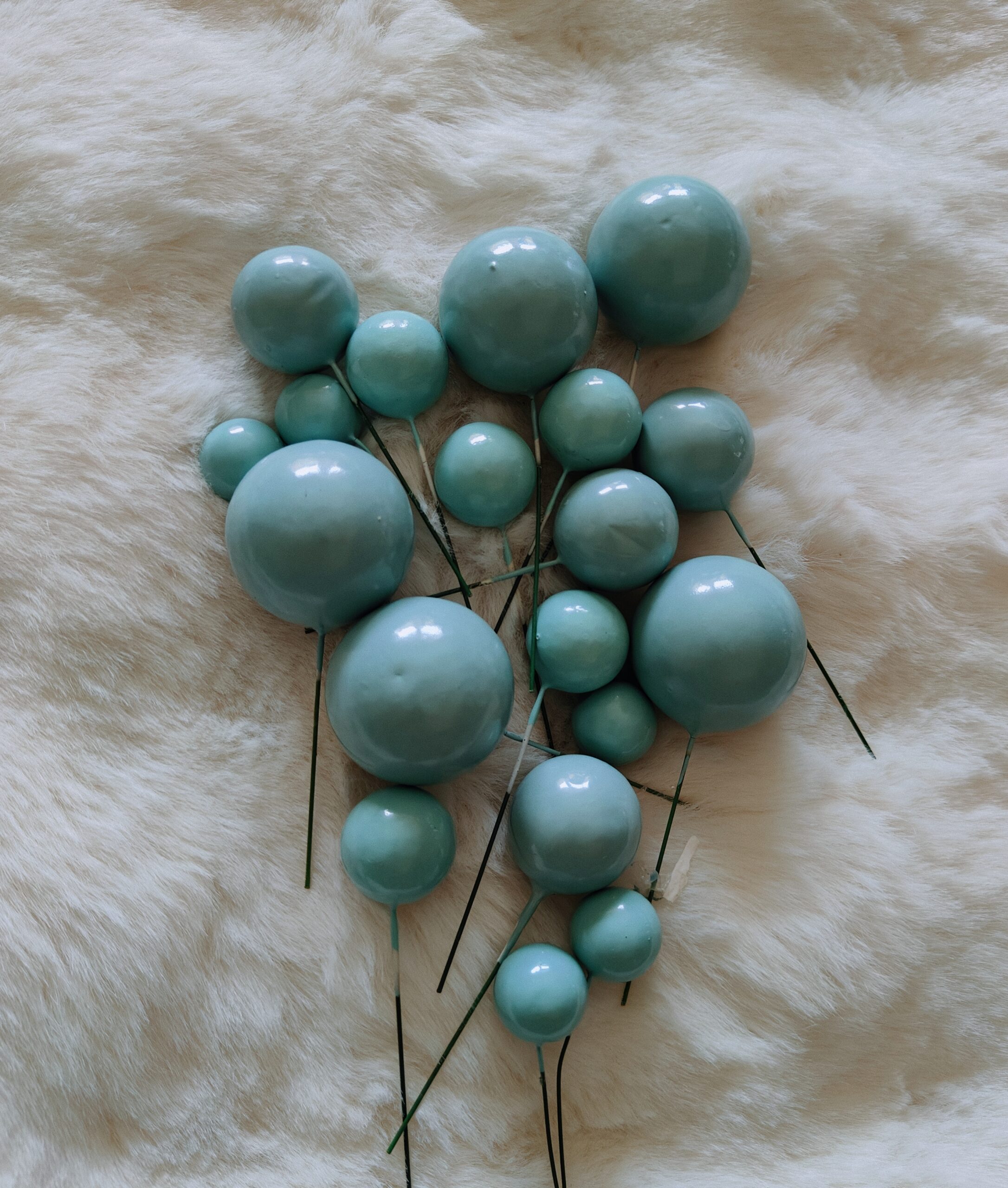 Metallic Faux Balls-Teal Blue