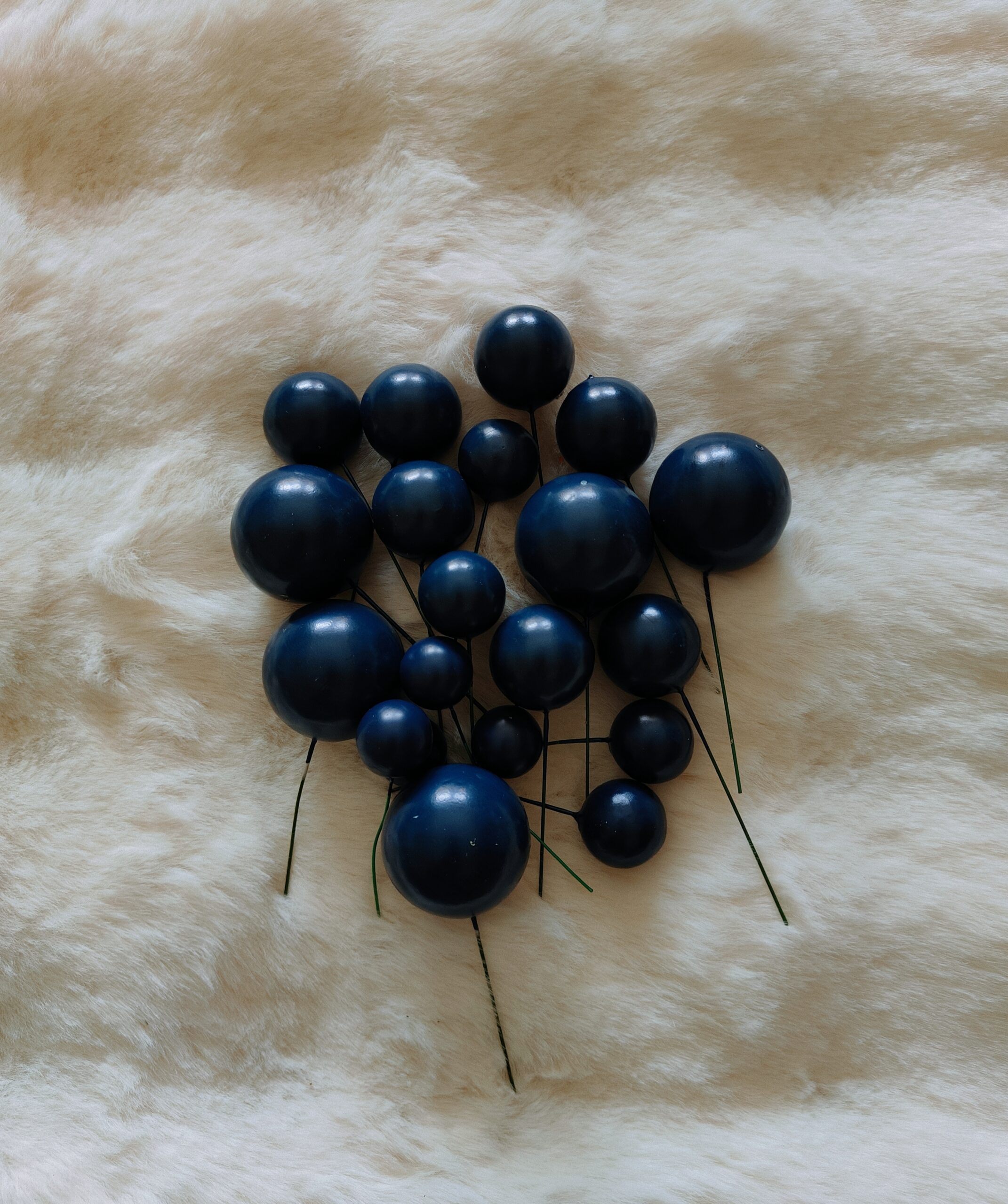 Metallic Faux Balls-Navy Blue
