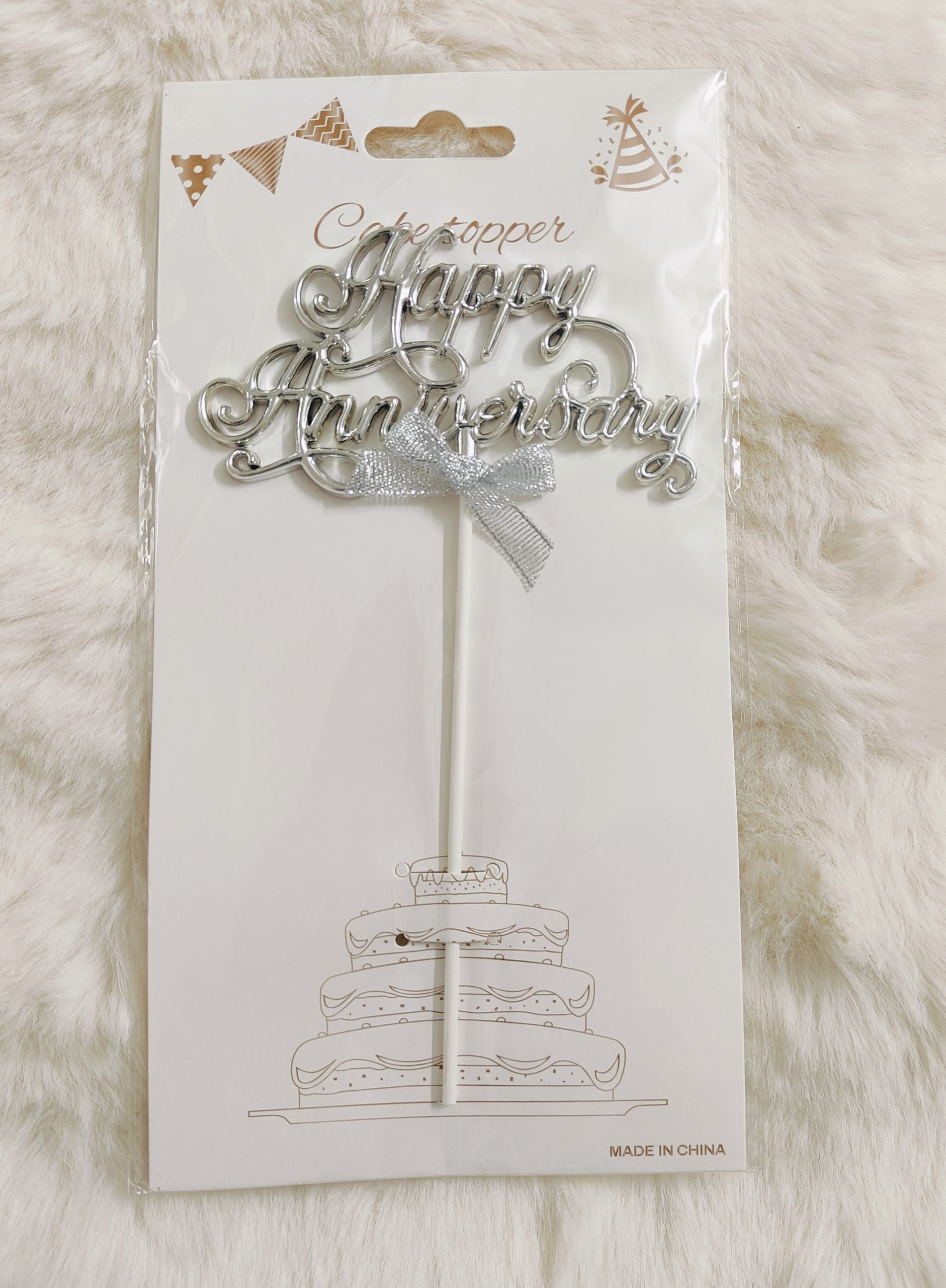 Happy Anniversary High Glass Topper (Silver)